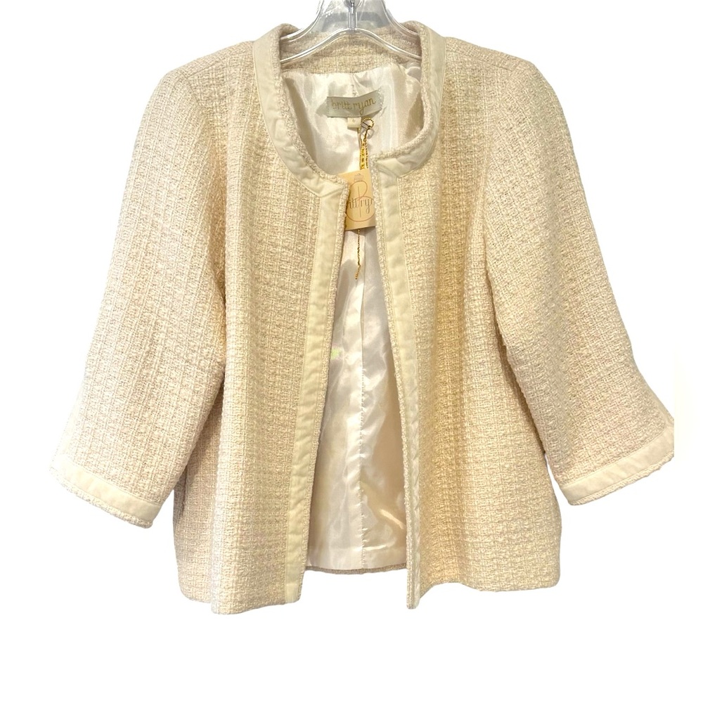 Britt Ryan Cropped Tweed Jacket 60’s Inspired Quiet Luxury Size 6 Nwt